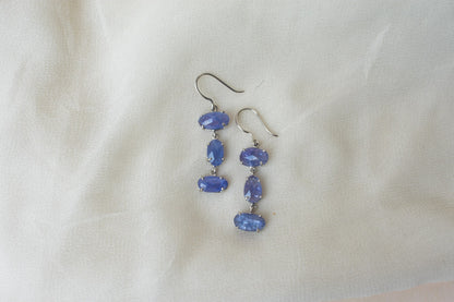 Tanzanite Graduated Drop Earrings in 925 Silver – Handmade Statement Gemstone Jewelry
