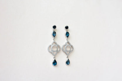 London Blue Topaz Chandelier Earrings in 925 Silver – Statement Gemstone Jewelry