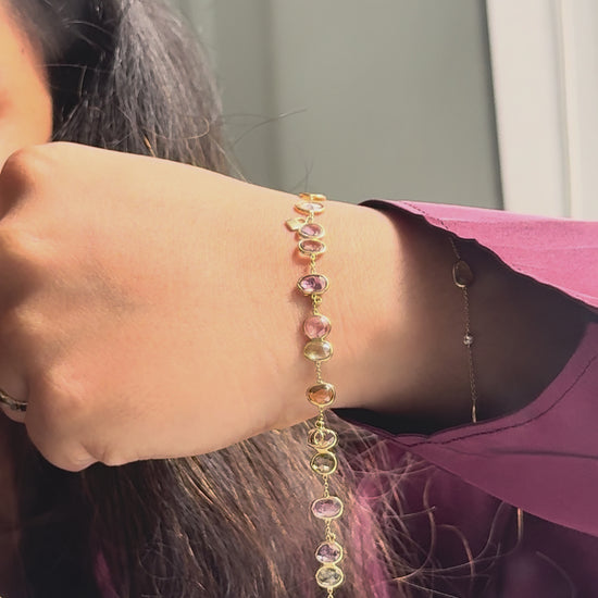 Multi Sapphire Cluster Drop Bracelet in 18K Gold - process video