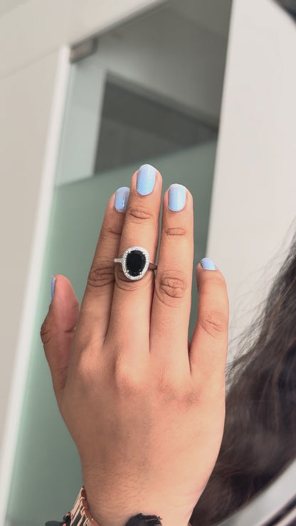 Black Onyx Oval Halo Ring in 925 Silver – Handmade Statement Fine Jewelry - process video