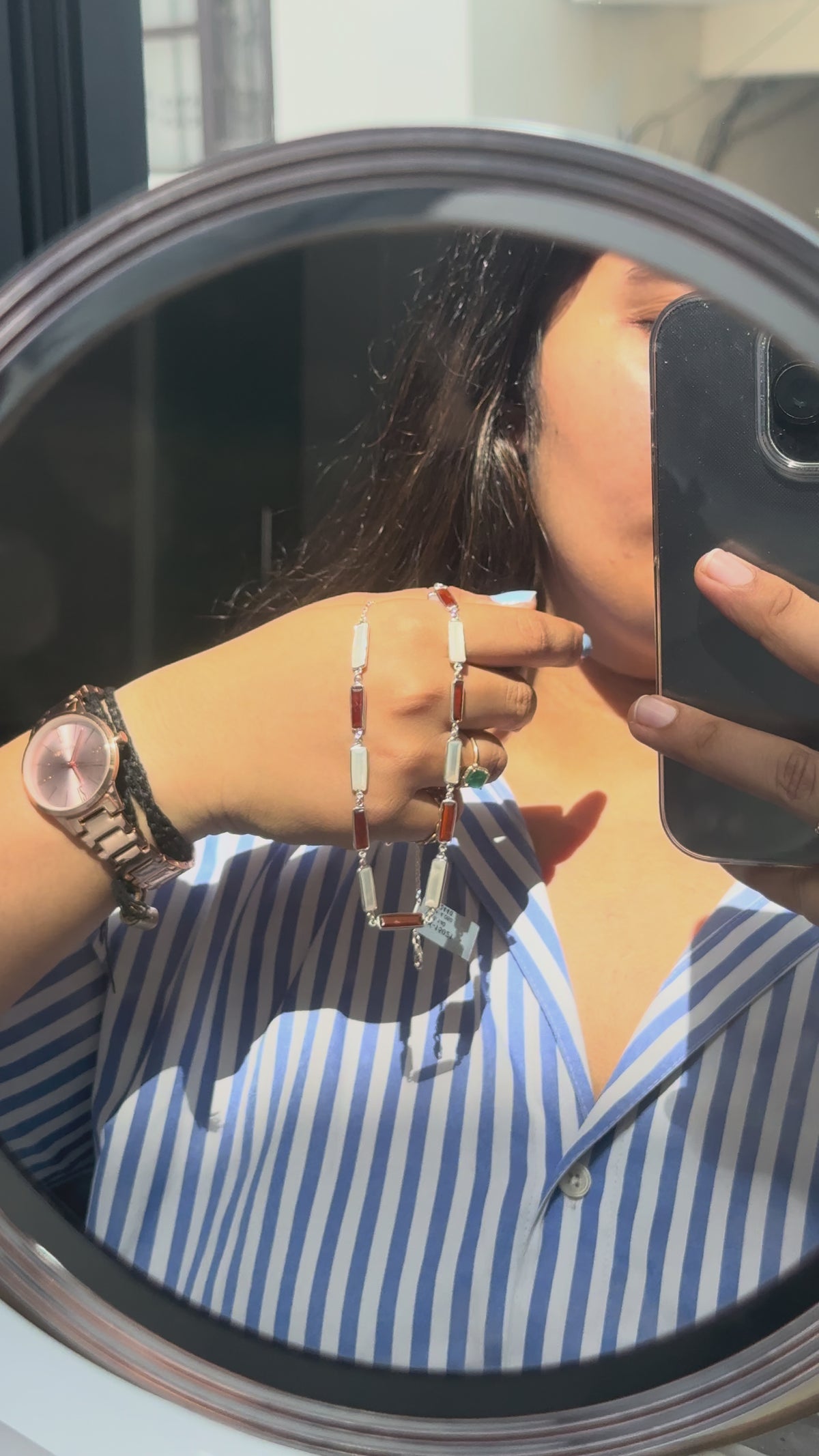 Hessonite Mother of Pearl Necklace in 925 Silver | Station Design - process video