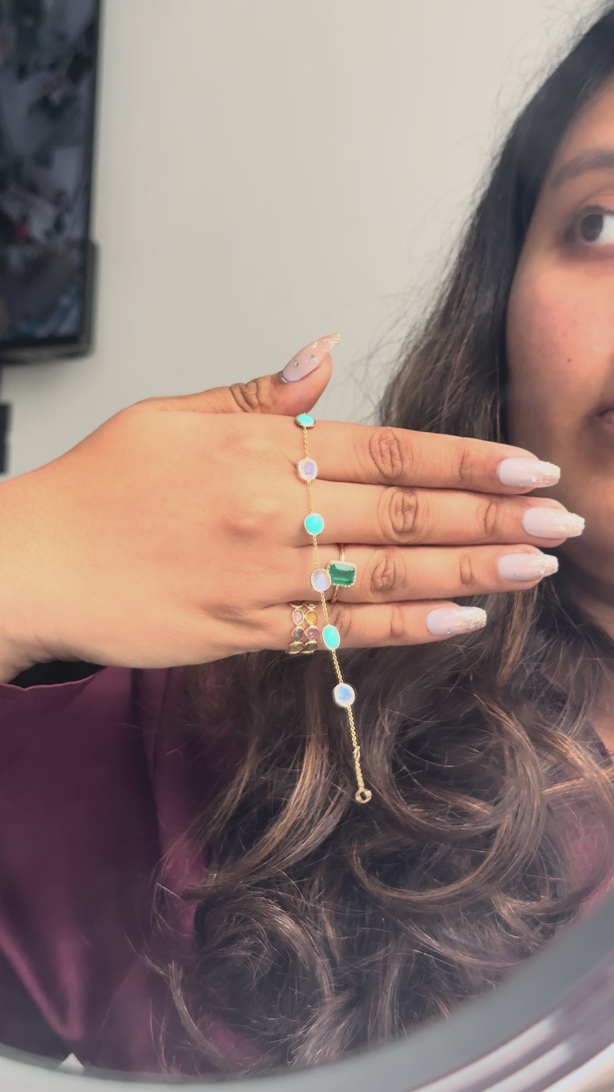 Moonstone & Turquoise Station Bracelet in 18K Gold - process video