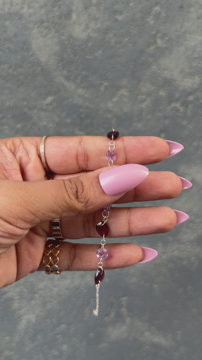 Garnet and Amethyst Bead Bracelet in Silver – Handmade Multi Gemstone Chain Jewelry - process video