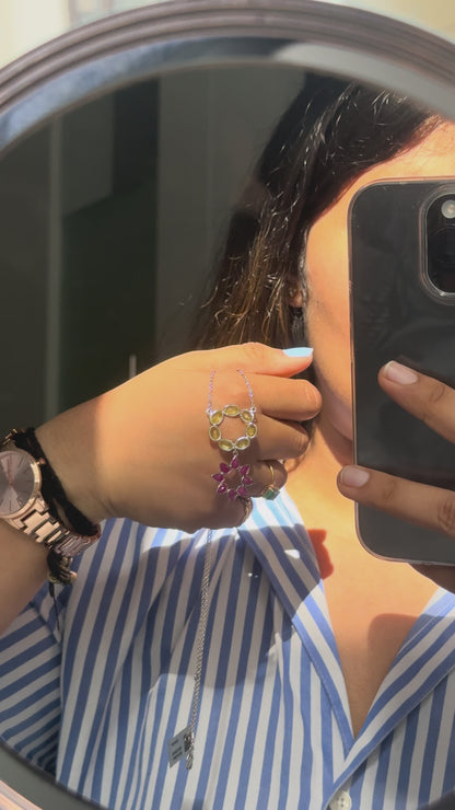 Lemon Quartz Ruby Necklace in 925 Silver | Halo Flower Design - process video