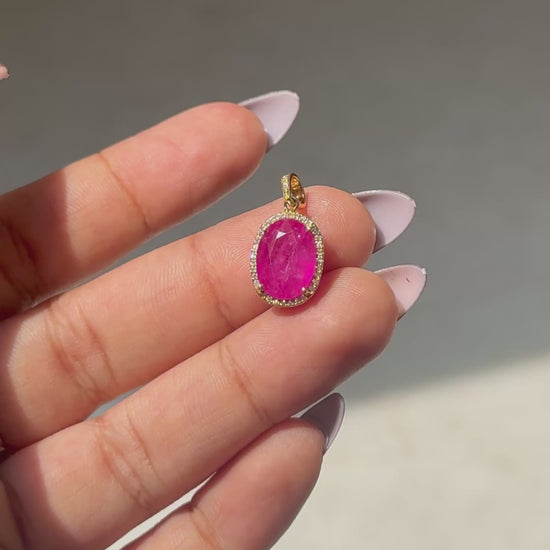 Ruby and Diamond Halo Pendant in 18K Gold - process video