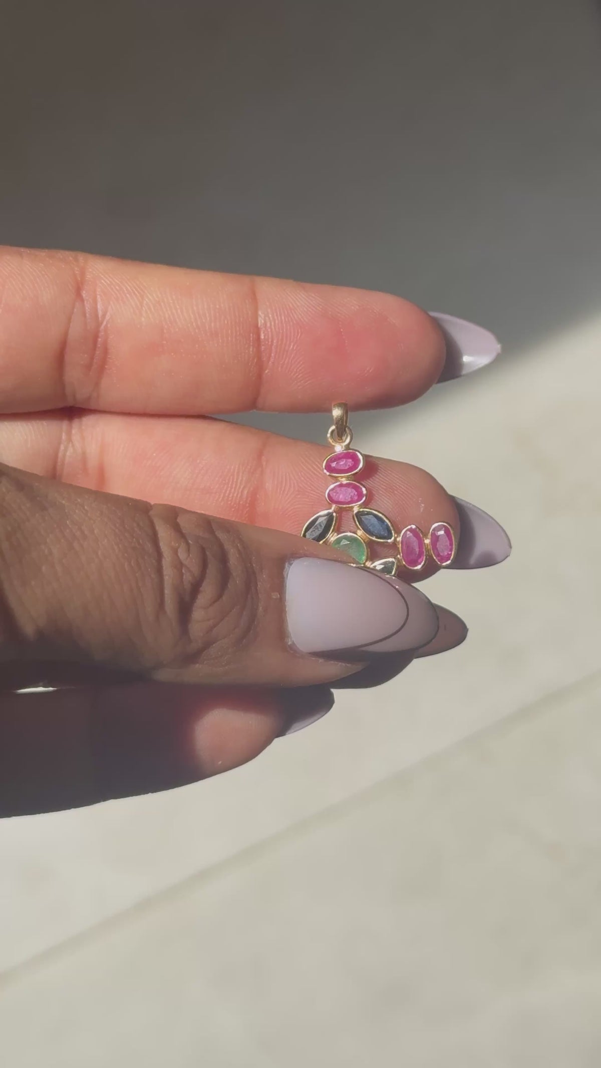 Ruby, Sapphire and Emerald Cross Pendant in 18K Gold - process video
