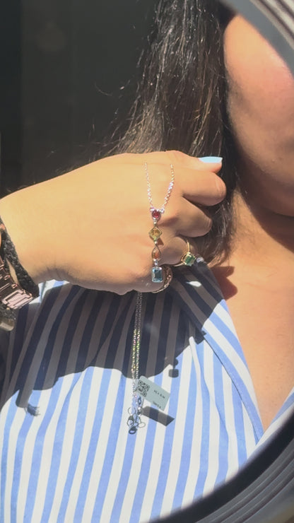 925 Silver Multi Gemstone Station Necklace | Rainbow Colours - process video