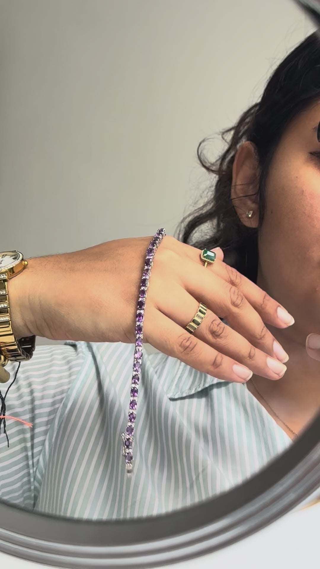Oval-Cut Amethyst Tennis Bracelet in 925 Silver – Handmade Multi Gemstone Statement Jewelry - process video