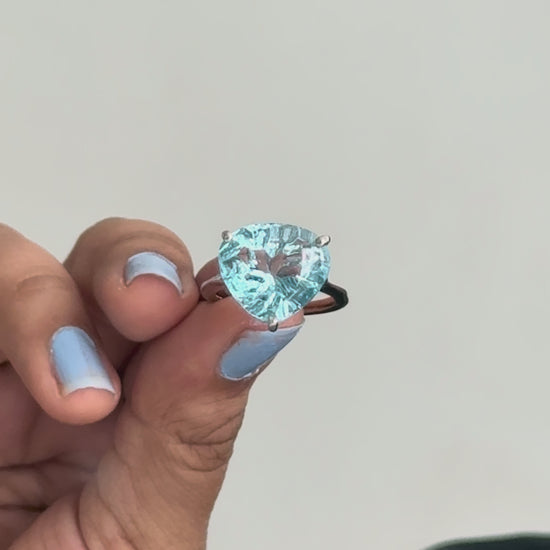 Trillion-Cut Sky Blue Topaz Solitaire Ring in 925 Silver – Handmade Statement Gemstone Jewelry - process video