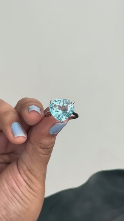 Trillion-Cut Sky Blue Topaz Solitaire Ring in 925 Silver – Handmade Statement Gemstone Jewelry - process video