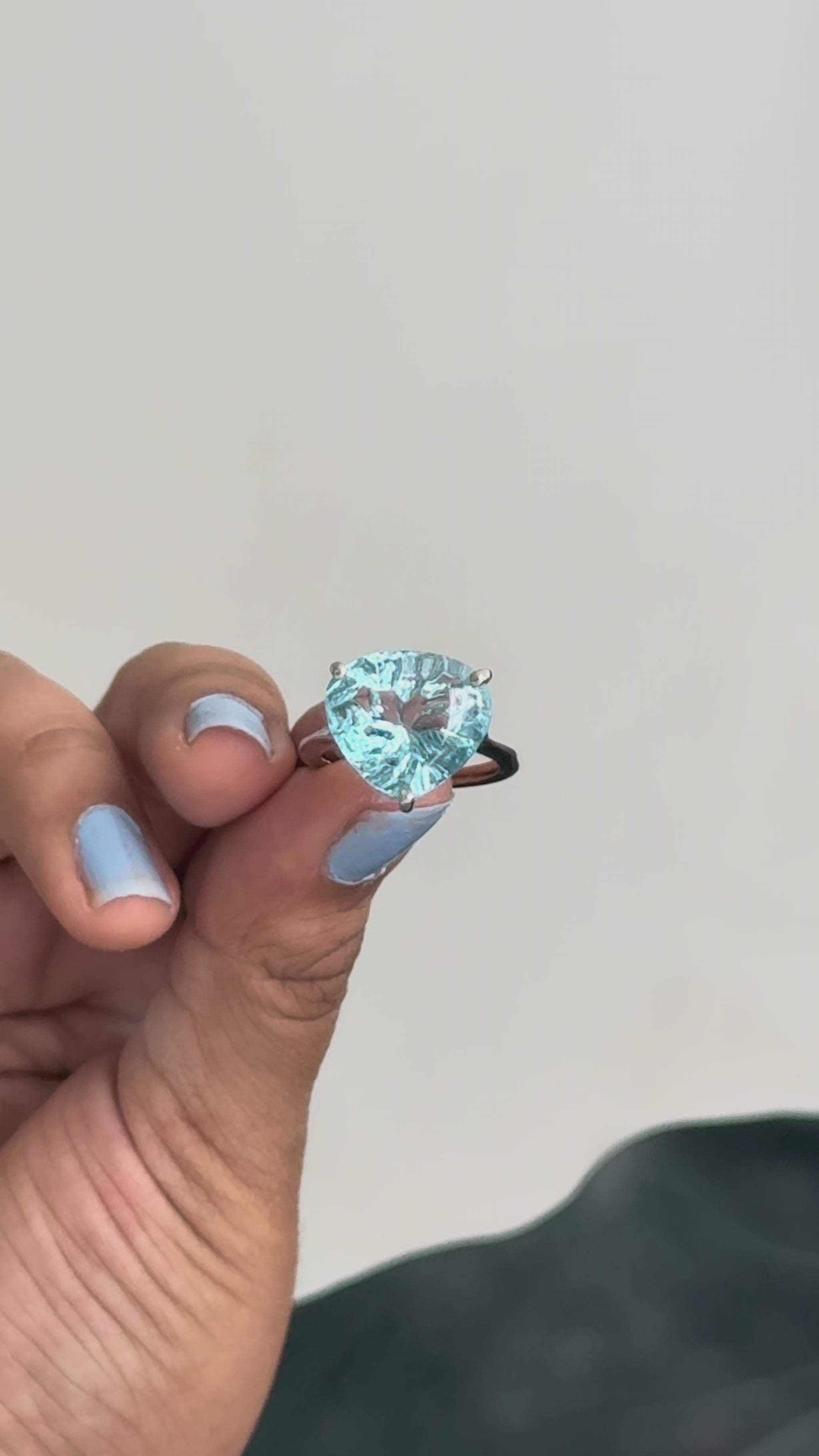 Trillion-Cut Sky Blue Topaz Solitaire Ring in 925 Silver – Handmade Statement Gemstone Jewelry - process video