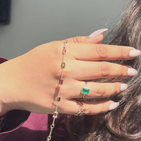 Multi Tourmaline Station Bracelet in 18K Gold - process video