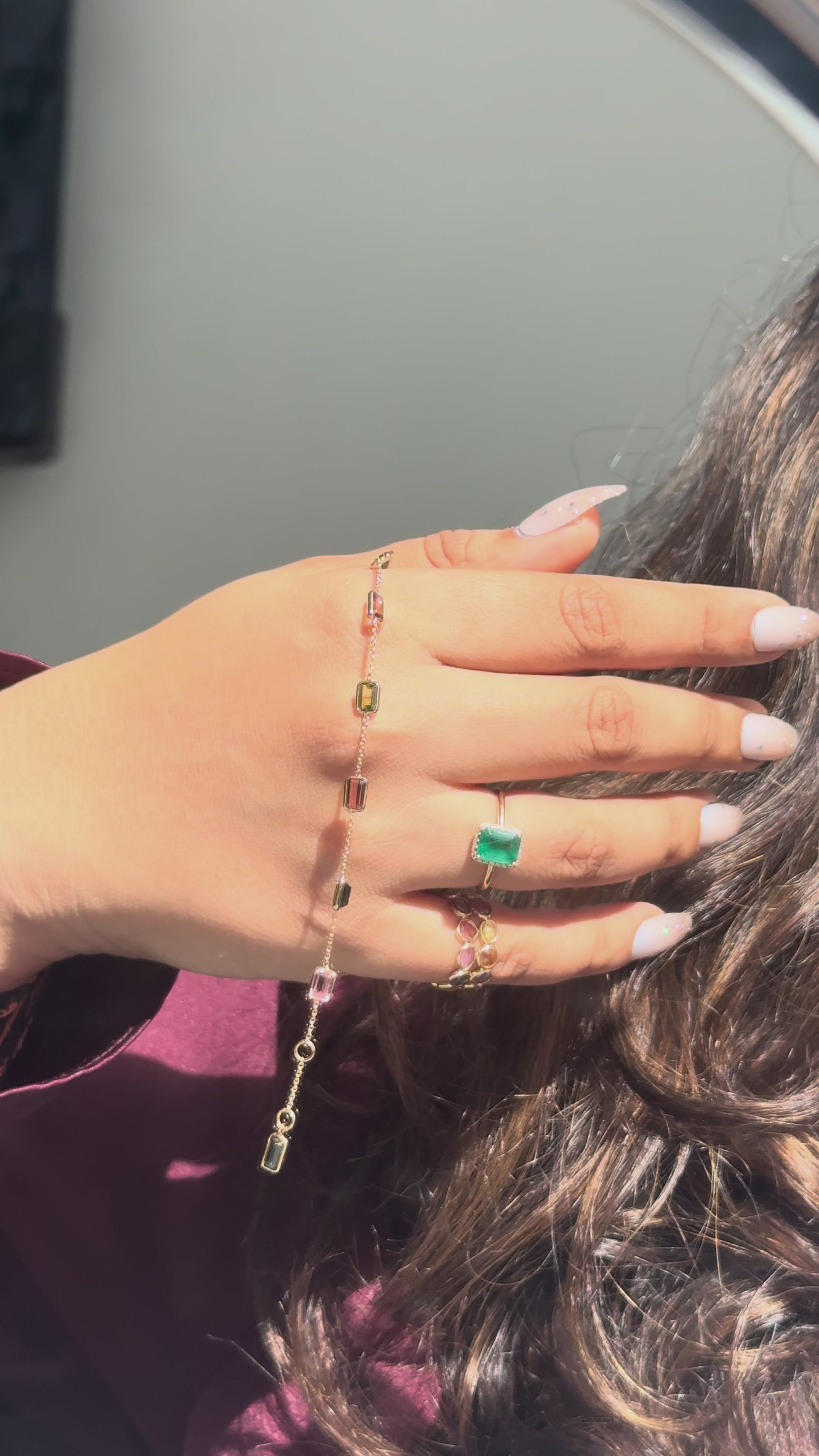 Multi Tourmaline Station Bracelet in 18K Gold - process video