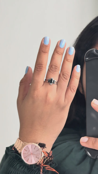 Black Spinel Marquise Cluster Ring in 925 Silver – Handmade Statement Gemstone Jewelry - process video