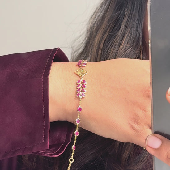 Ruby & Diamond Station Bracelet in 18K Gold - process video