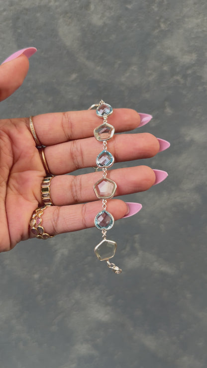 Amethyst and Green Amethyst Bezel Bracelet in Silver – Handmade Multi Gemstone Fine Jewelry - process video
