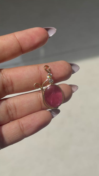 Pink Tourmaline Diamond Pendant in 18K Gold - process video